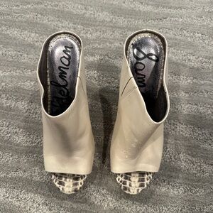 Sam Edelman Beige Peep Toe Mules